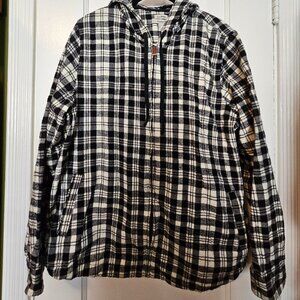 L.L. Bean Unisex Flannel Plaid Zip Up Hooded Jacket